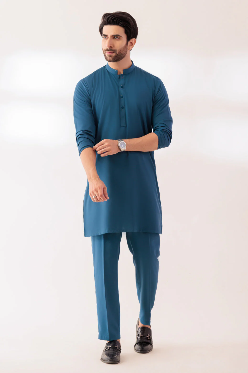 OX-BLUE-BLENDED-KURTA TROUSER - (KSR24-021) - Image 4