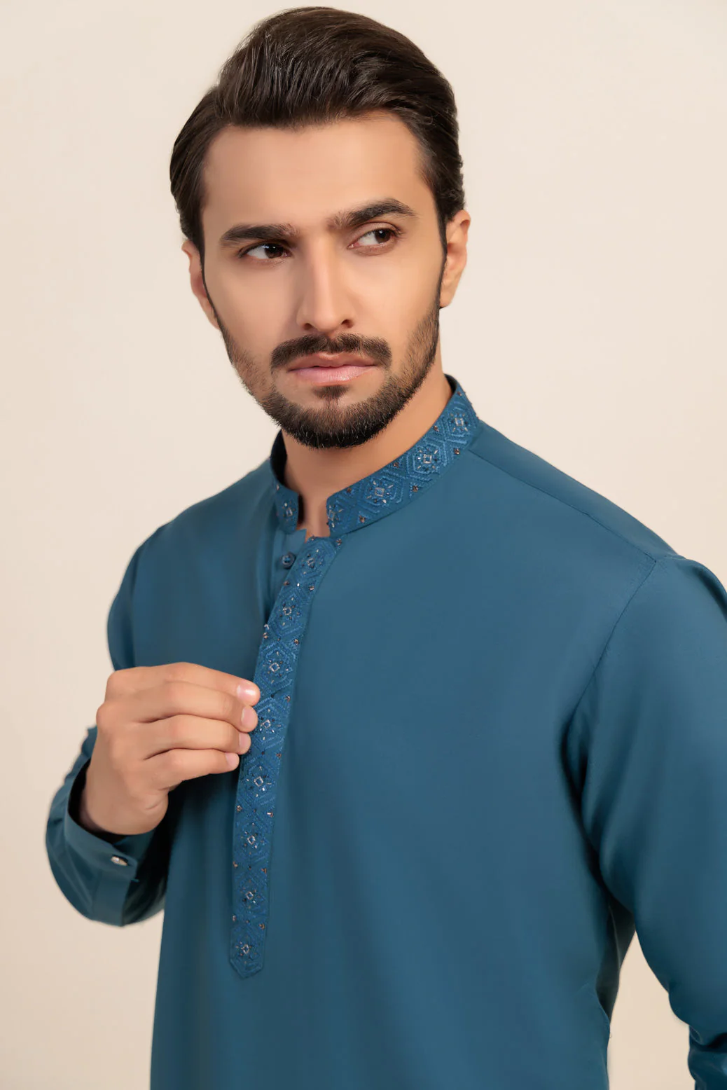 OX-BLUE-BLENDED-KURTA TROUSER - (KSS24-042) - Image 3