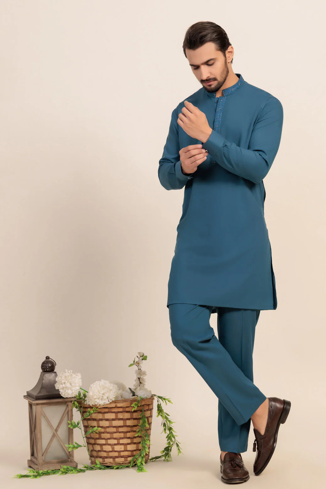 OX-BLUE-BLENDED-KURTA TROUSER - (KSS24-042) - Image 4