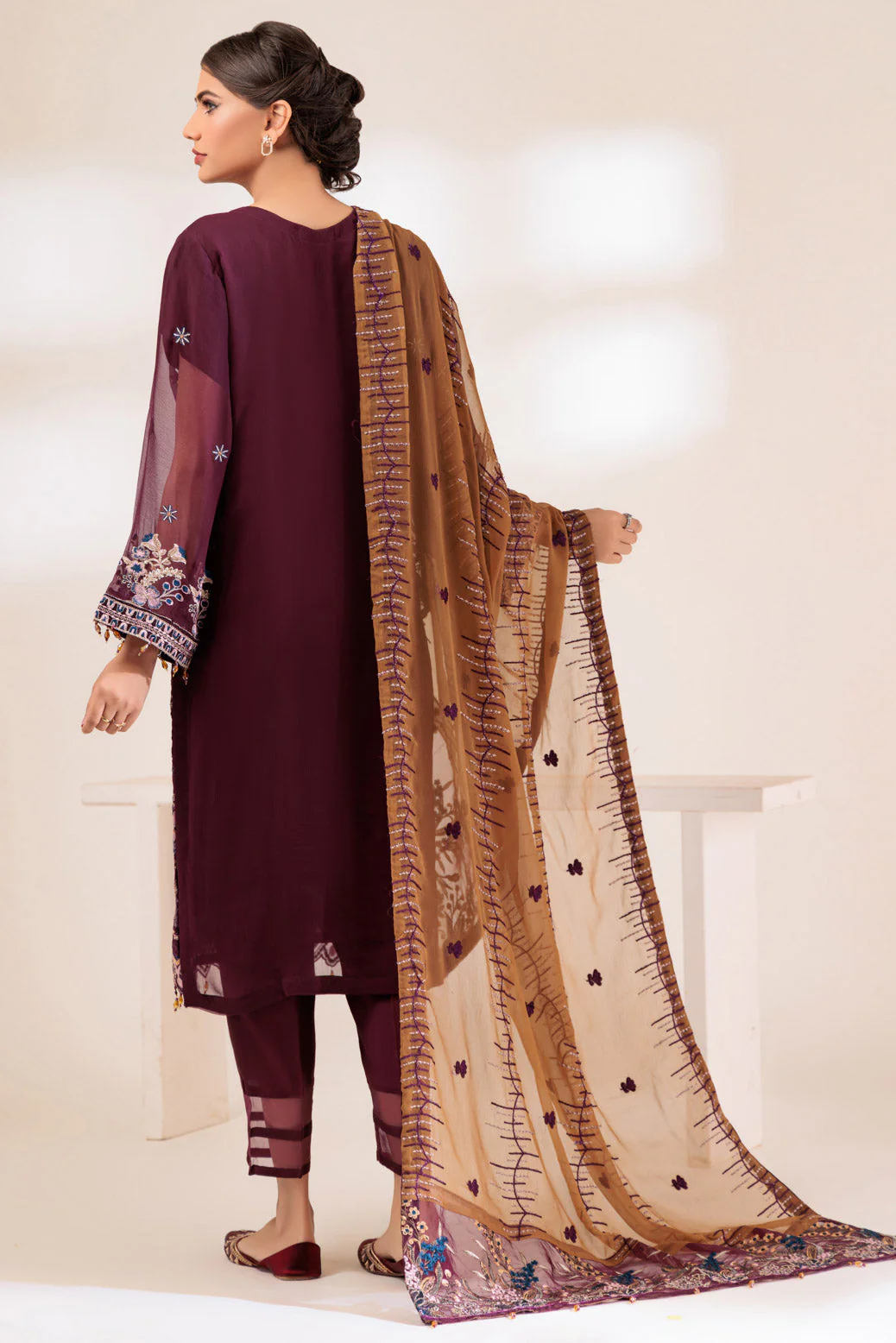 P-BROWN-CHIFFON-3 PIECE (MWF233P05) - Image 5