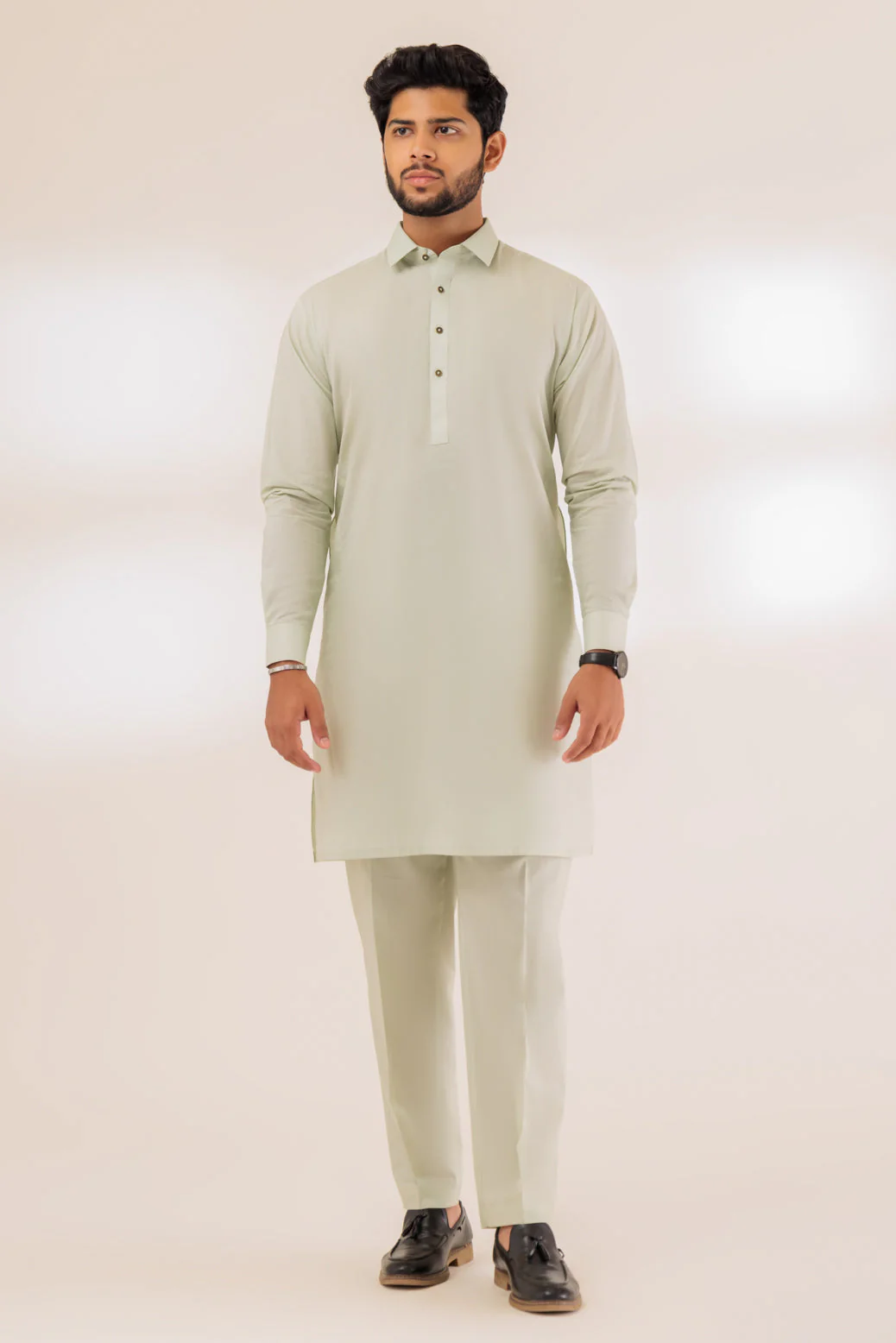 P-GREEN-BLENDED-KURTA PAJAMA TROUSER - (KSS23-065) - Image 2