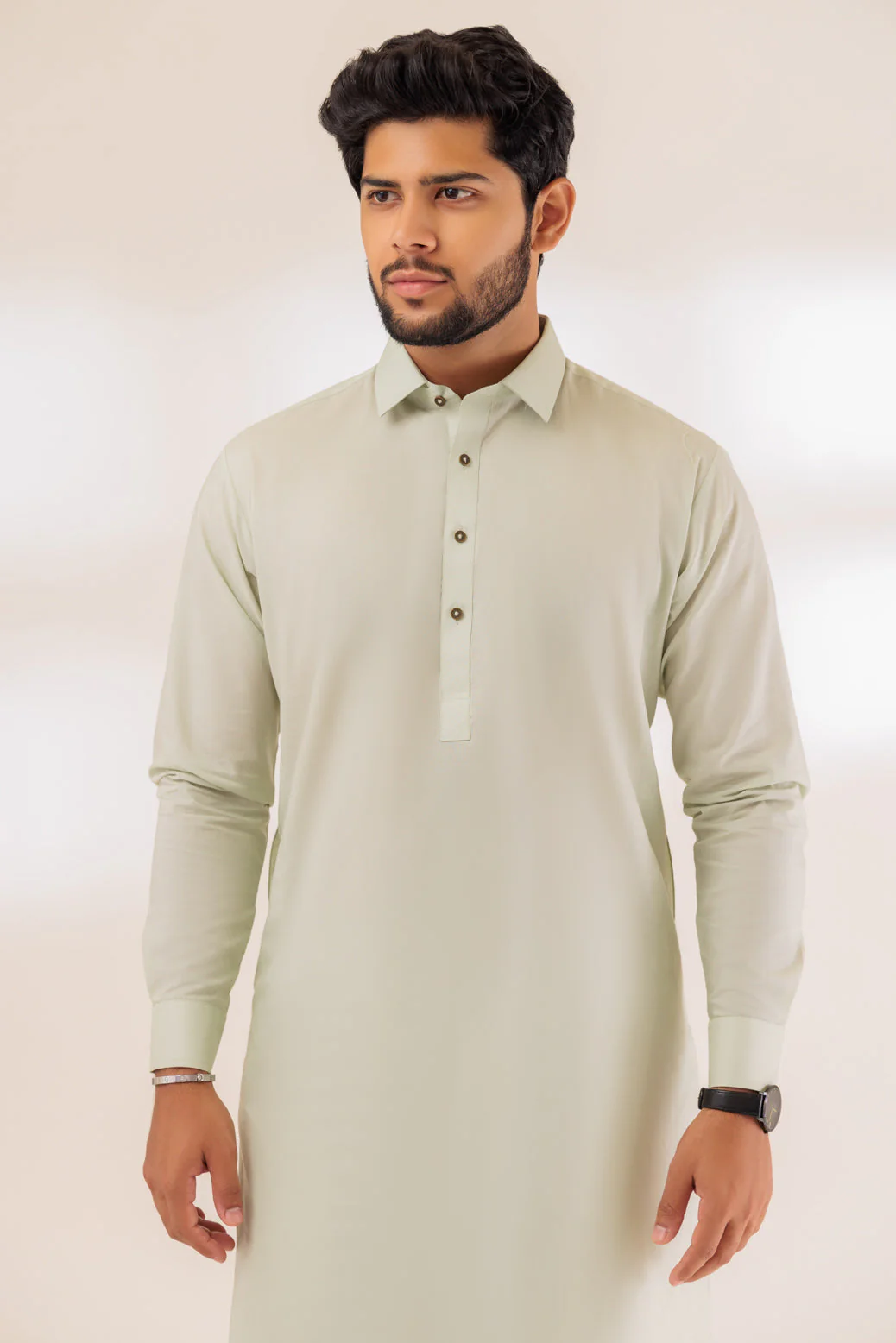 P-GREEN-BLENDED-KURTA PAJAMA TROUSER - (KSS23-065) - Image 4