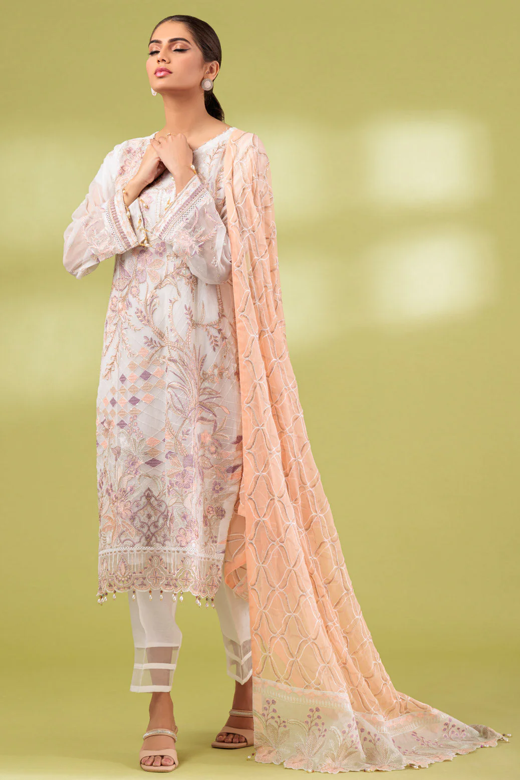 P-WHITE-CHIFFON-3 PIECE (MWF233P04) - Image 2