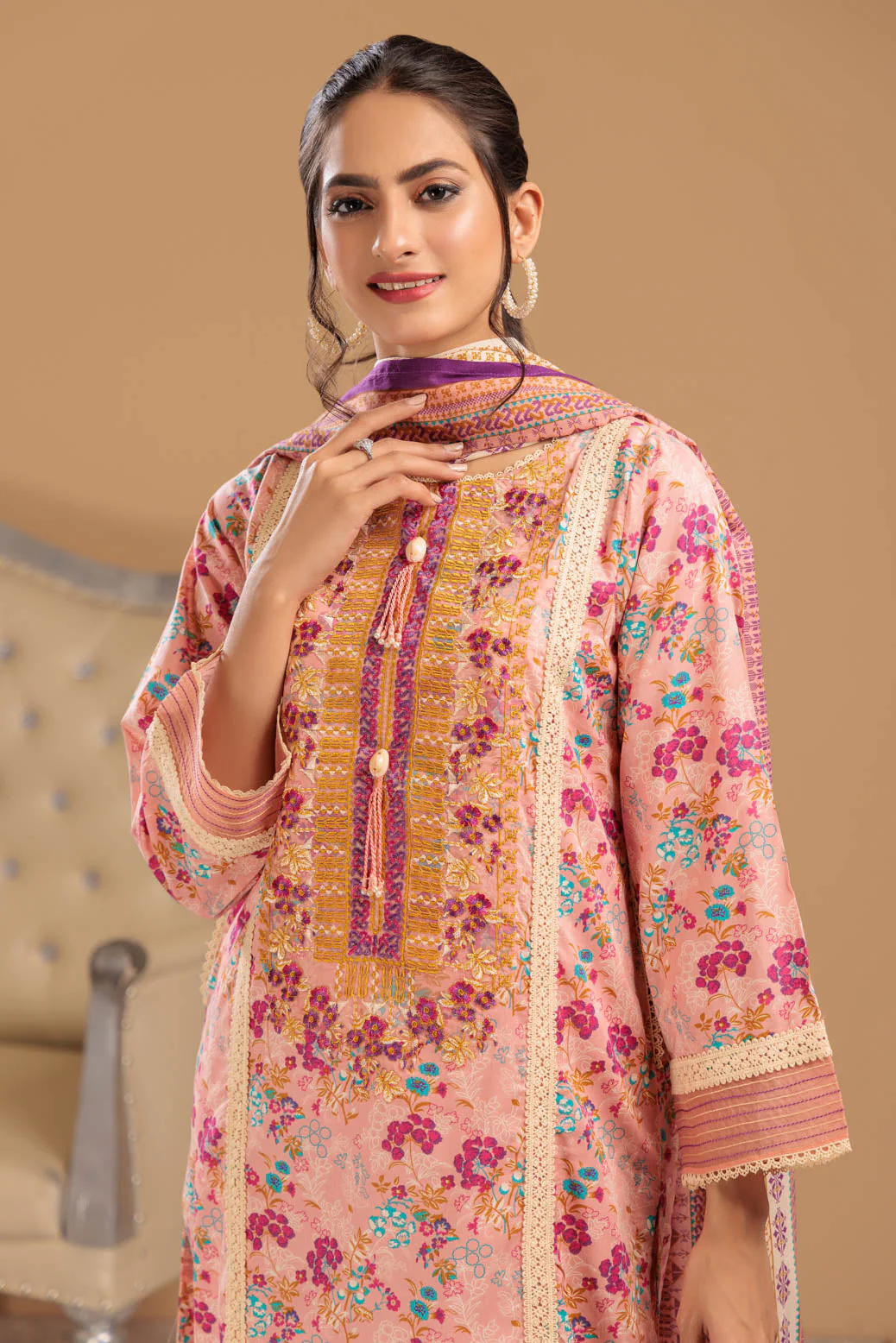 PEACH-LAWN-2 PIECE (SSS232P08) - Image 4
