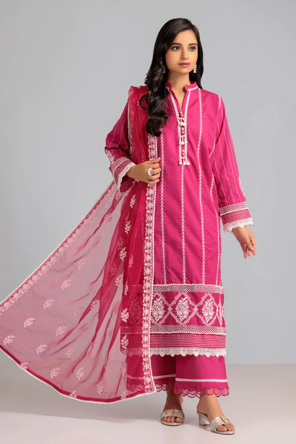 PINK-CAMBRIC CHIKANKARI-3 PIECE-SUIT (WSS223P119) - Image 3