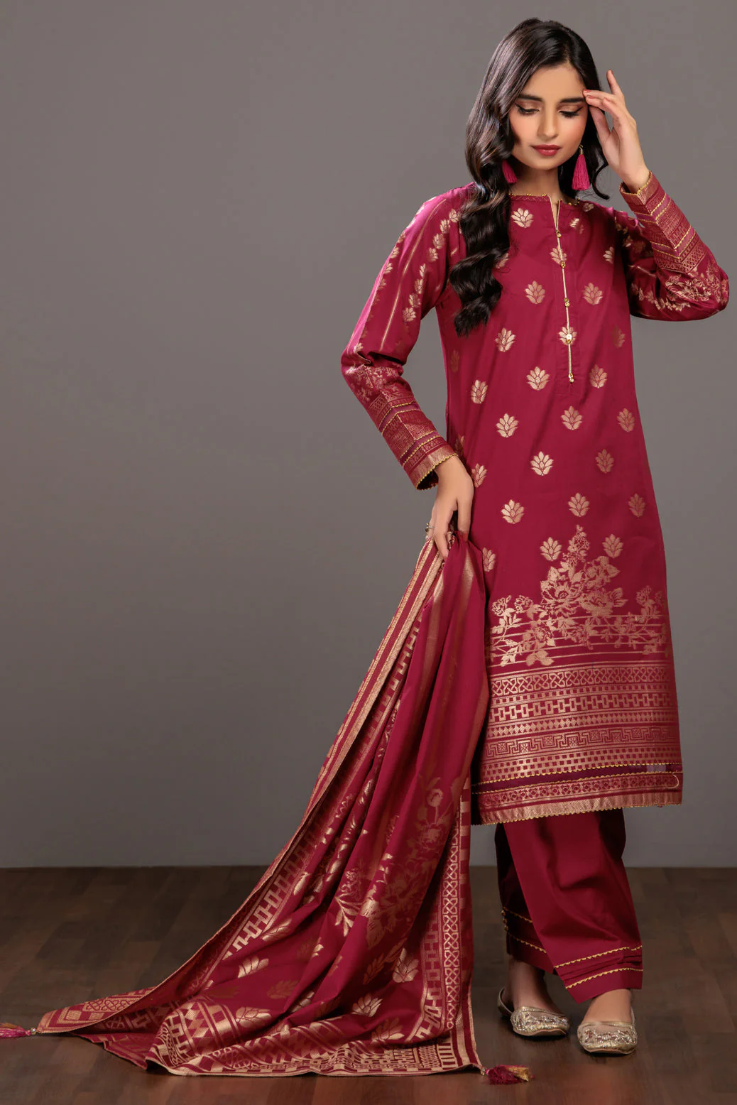 PINK-JACQUARD-3 PIECE (JAS233P22) - Image 4