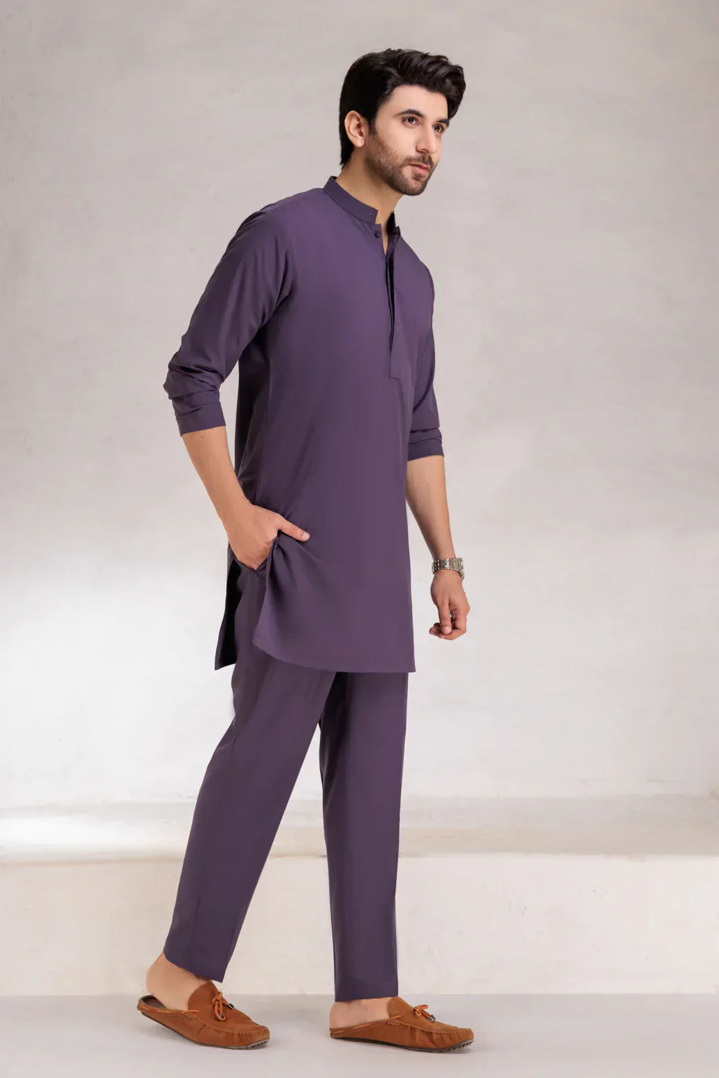 PURPLE-BLENDED-KURTA PAJAMA/TROUSER  (KSS23-003) - Image 4