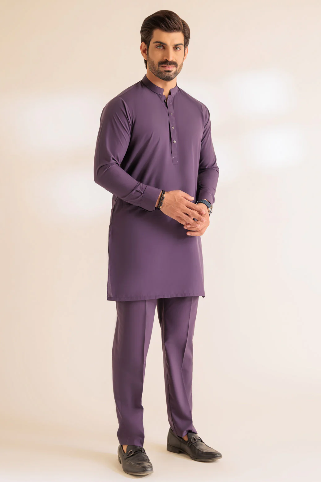 PURPLE-BLENDED-KURTA PAJAMA TROUSER - (KSS24-020) - Image 3