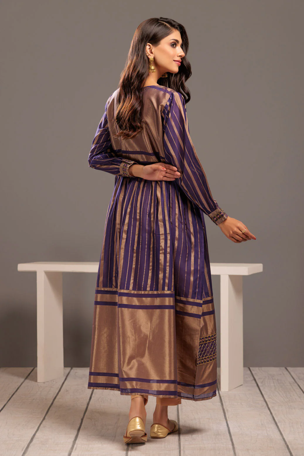 PURPLE-GOLDEN ZARI STRIPE-1 PIECE (SSS231P11) - Image 4