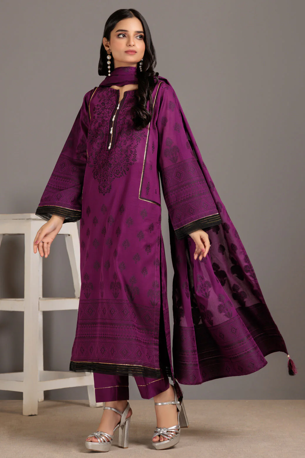 PURPLE-JACQUARD-3 PIECE (JAS233P01) - Image 2