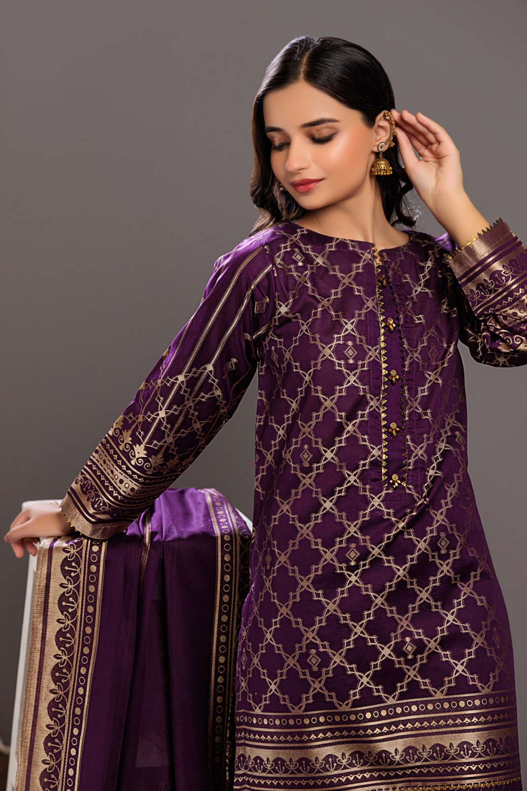 PURPLE-JACQUARD-3 PIECE (JAS233P14) - Image 3