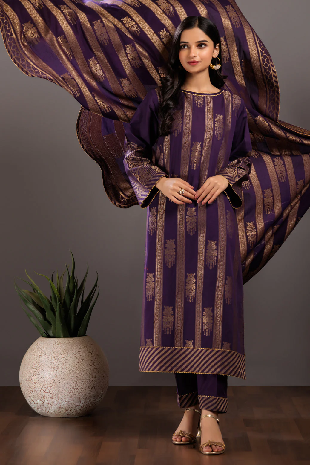 PURPLE-JACQUARD-3 PIECE (JSS233P08) - Image 2