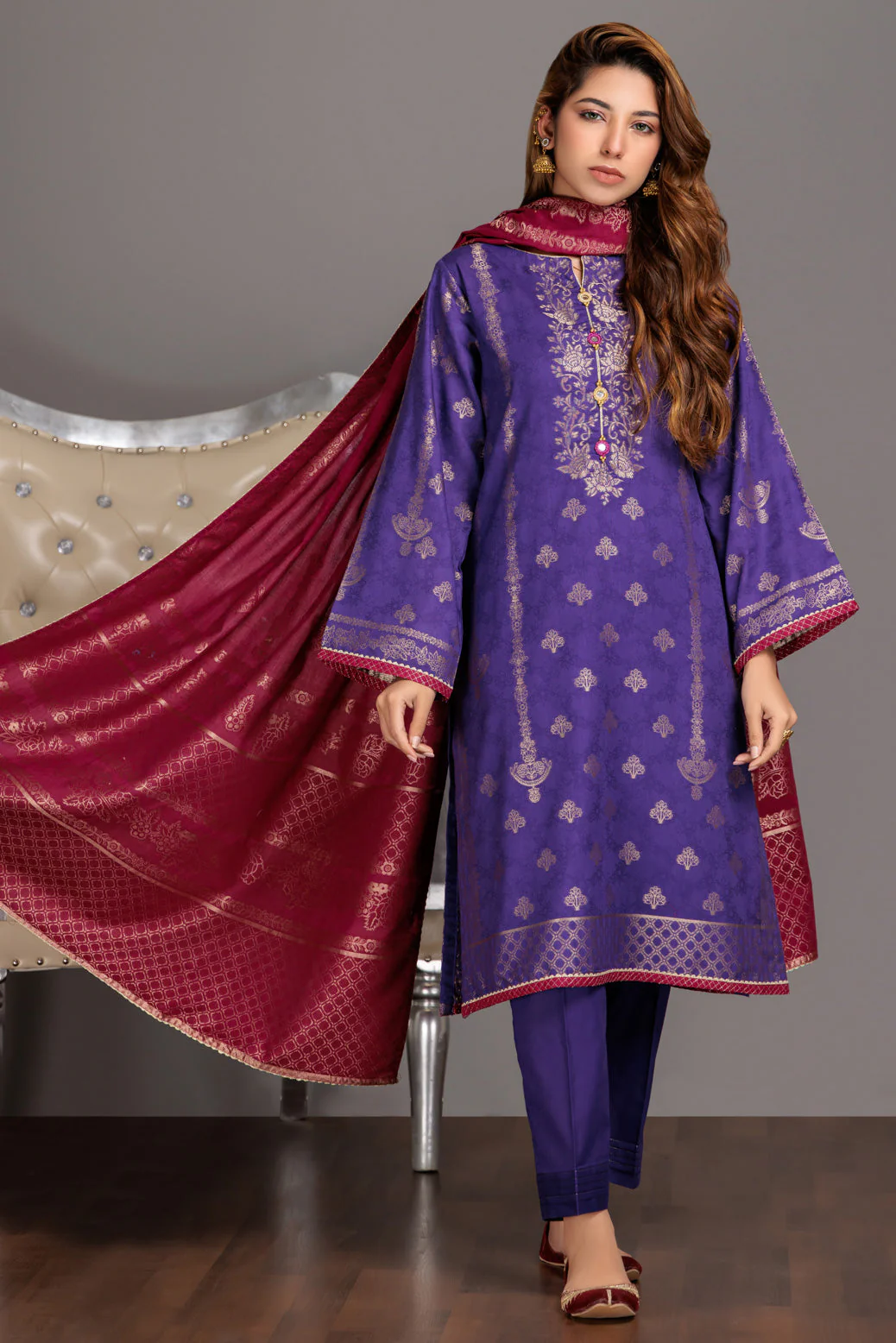 PURPLE-JACQUARD-3 PIECE (JSS233P13) - Image 2