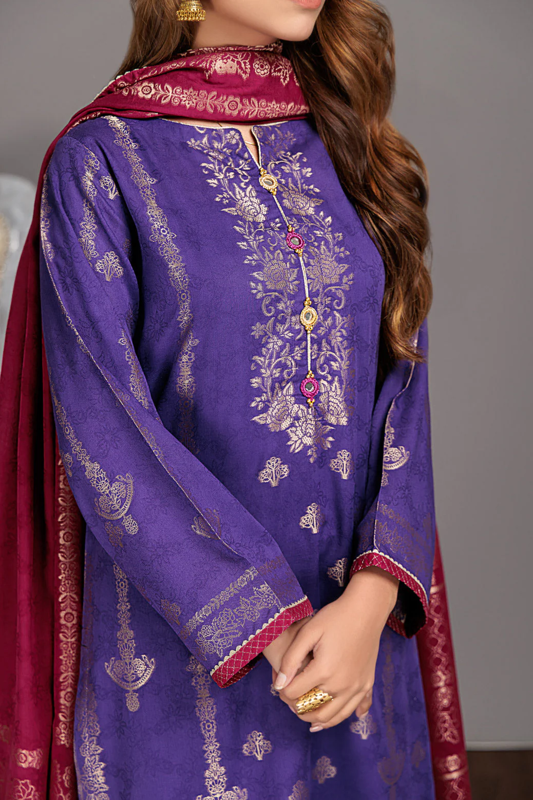 PURPLE-JACQUARD-3 PIECE (JSS233P13) - Image 3
