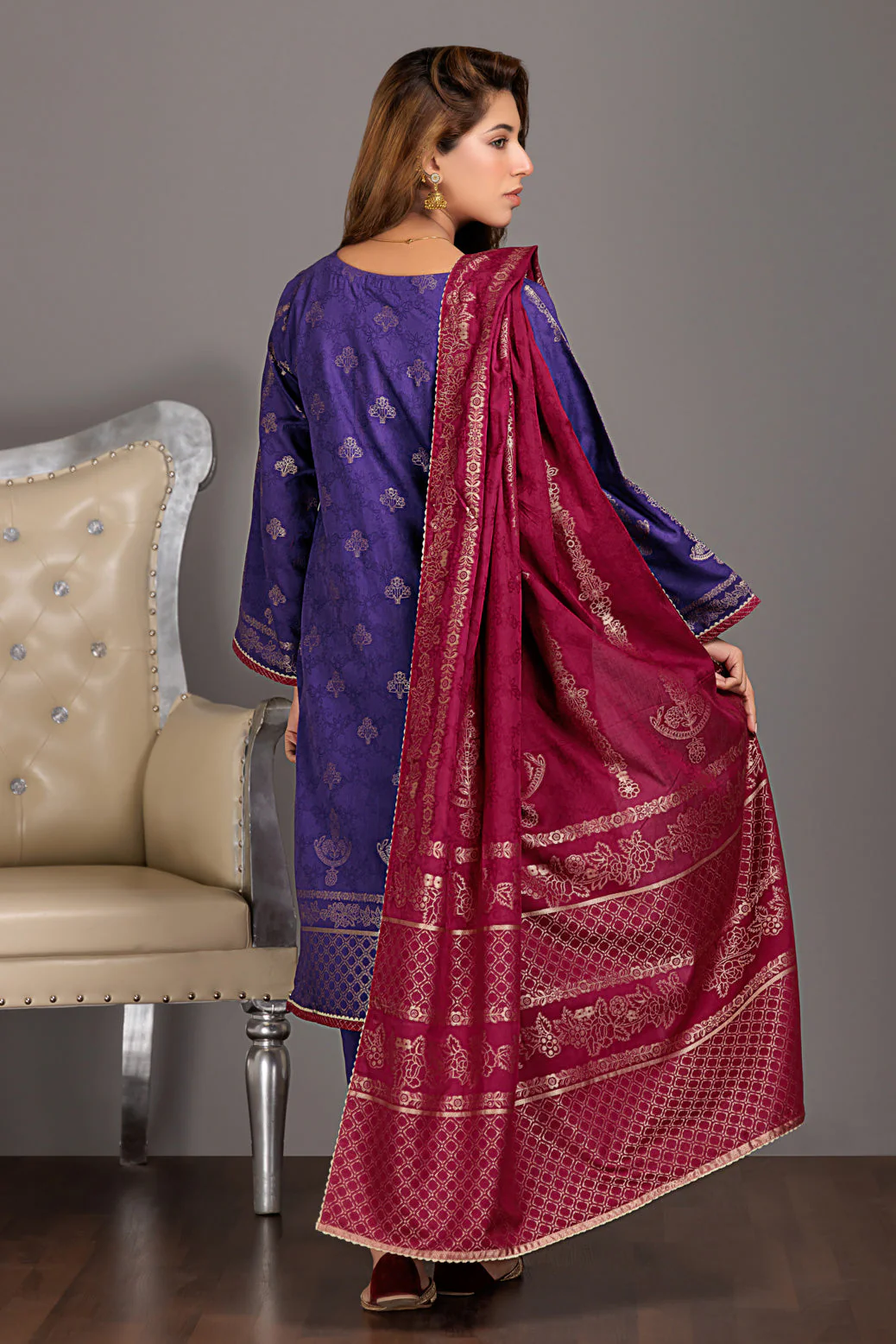 PURPLE-JACQUARD-3 PIECE (JSS233P13) - Image 5