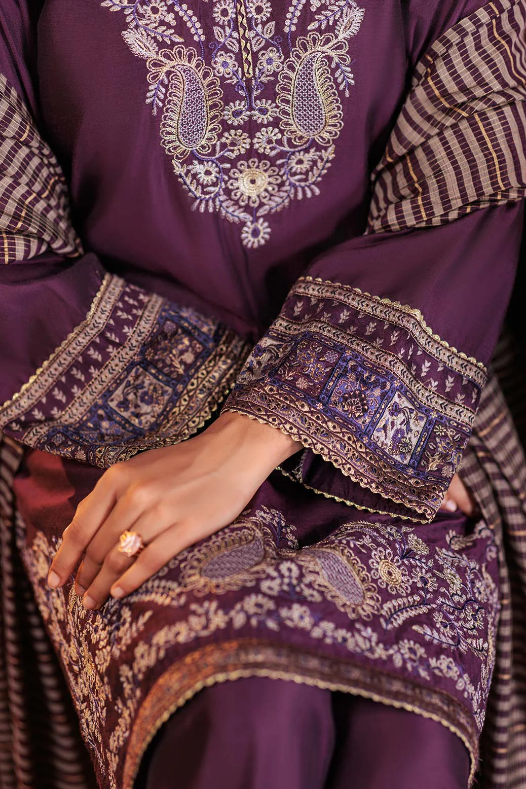 PURPLE-RAW SILK-3 PIECE (6S24C3P187) - Image 2