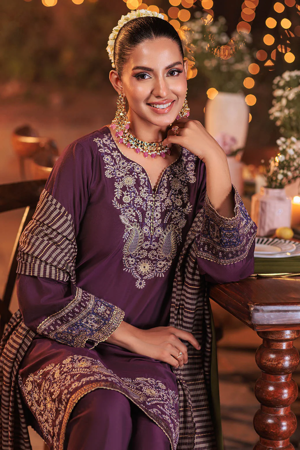 PURPLE-RAW SILK-3 PIECE (6S24C3P187) - Image 5