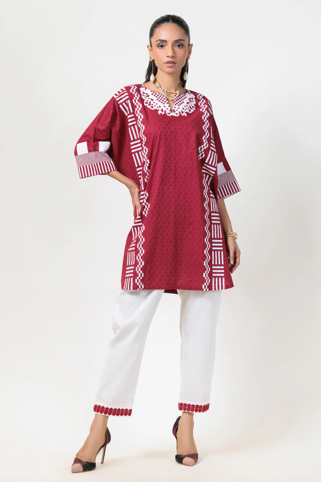 RED-JACQUARD-2 PIECE (BS7242P28) - Image 2