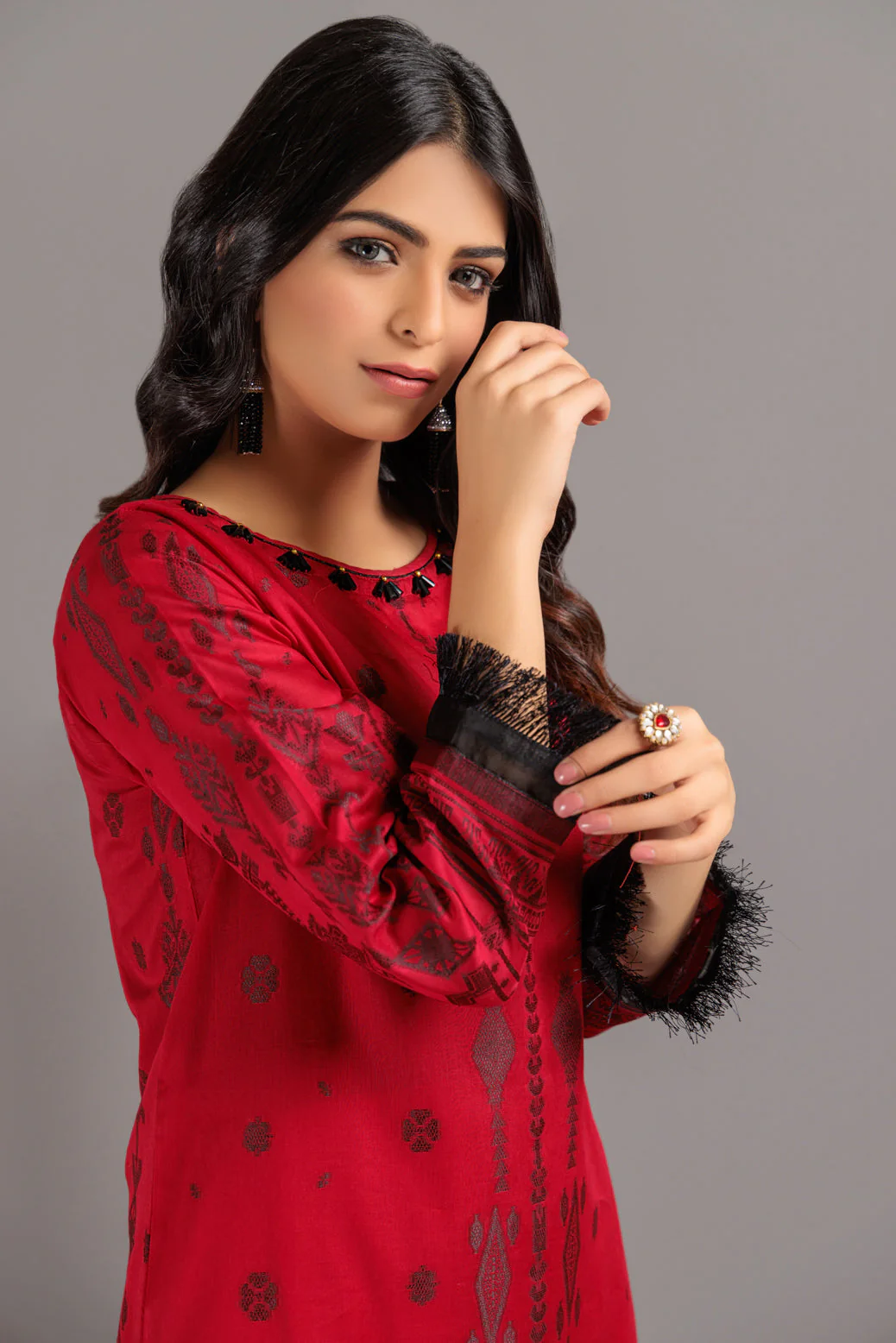RED-JACQUARD-3 PIECE (JAS233P11) - Image 2