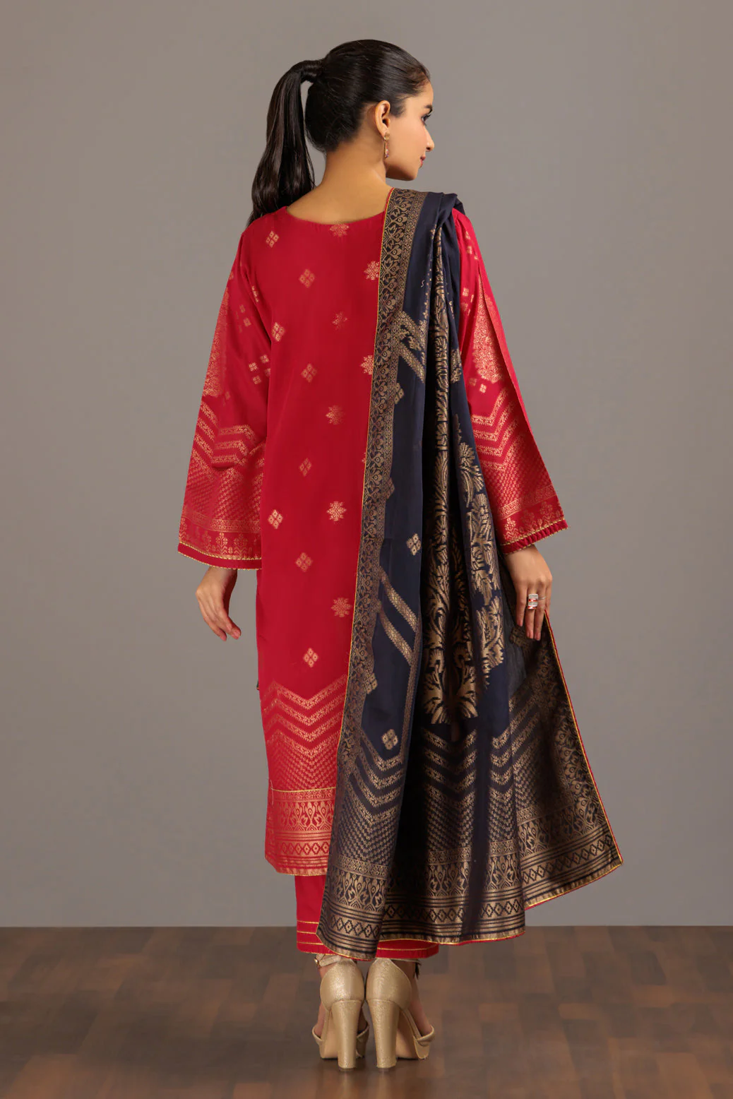 RED-JACQUARD-3 PIECE (JSS233P09) - Image 4