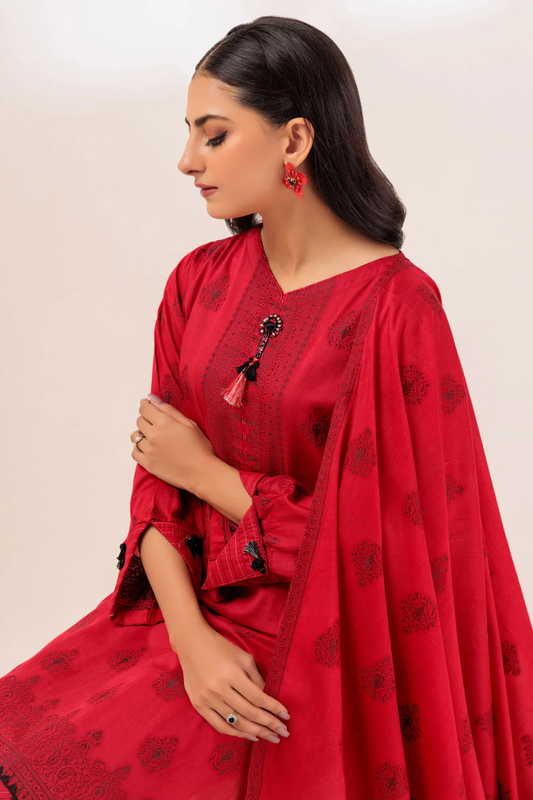 RED-JACQUARD-3 PIECE (PWJ3233P06) - Image 4