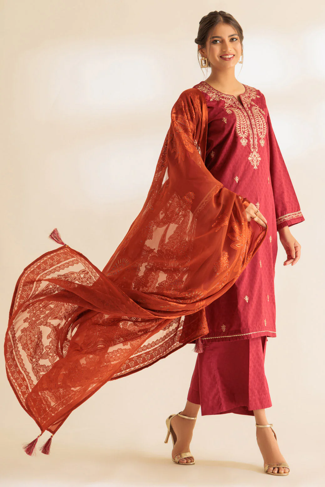 RED-JACQUARD-3 PIECE (SS5243P31) - Image 2