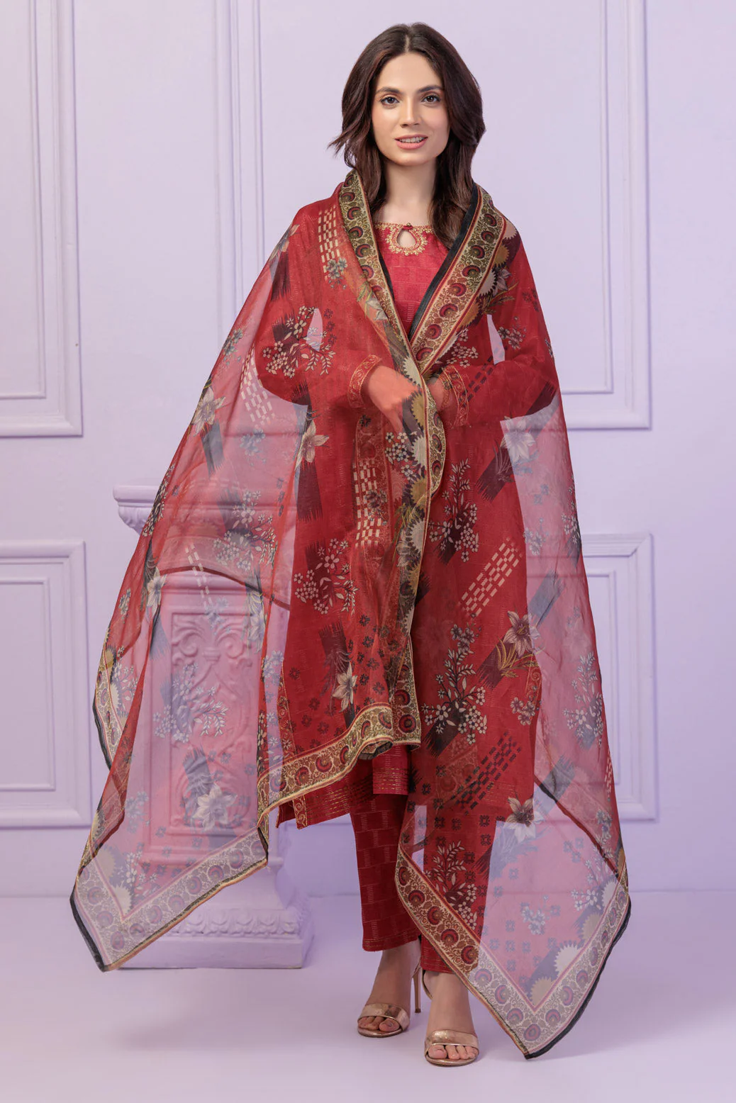 RED-JACQUARD-3 PIECE (SS6243P20) - Image 3
