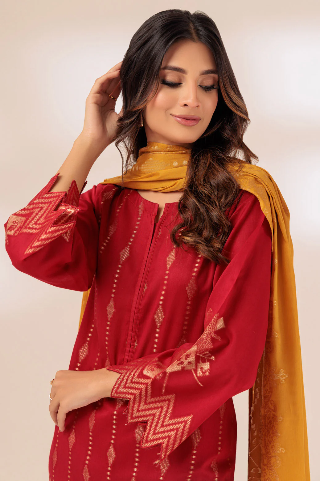 RED-JACQUARD-3 PIECE (WJ1233P02) - Image 3