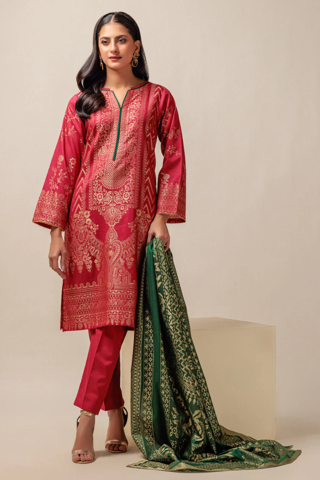 RED-JACQUARD-3 PIECE (WJ5233P02) - Image 3
