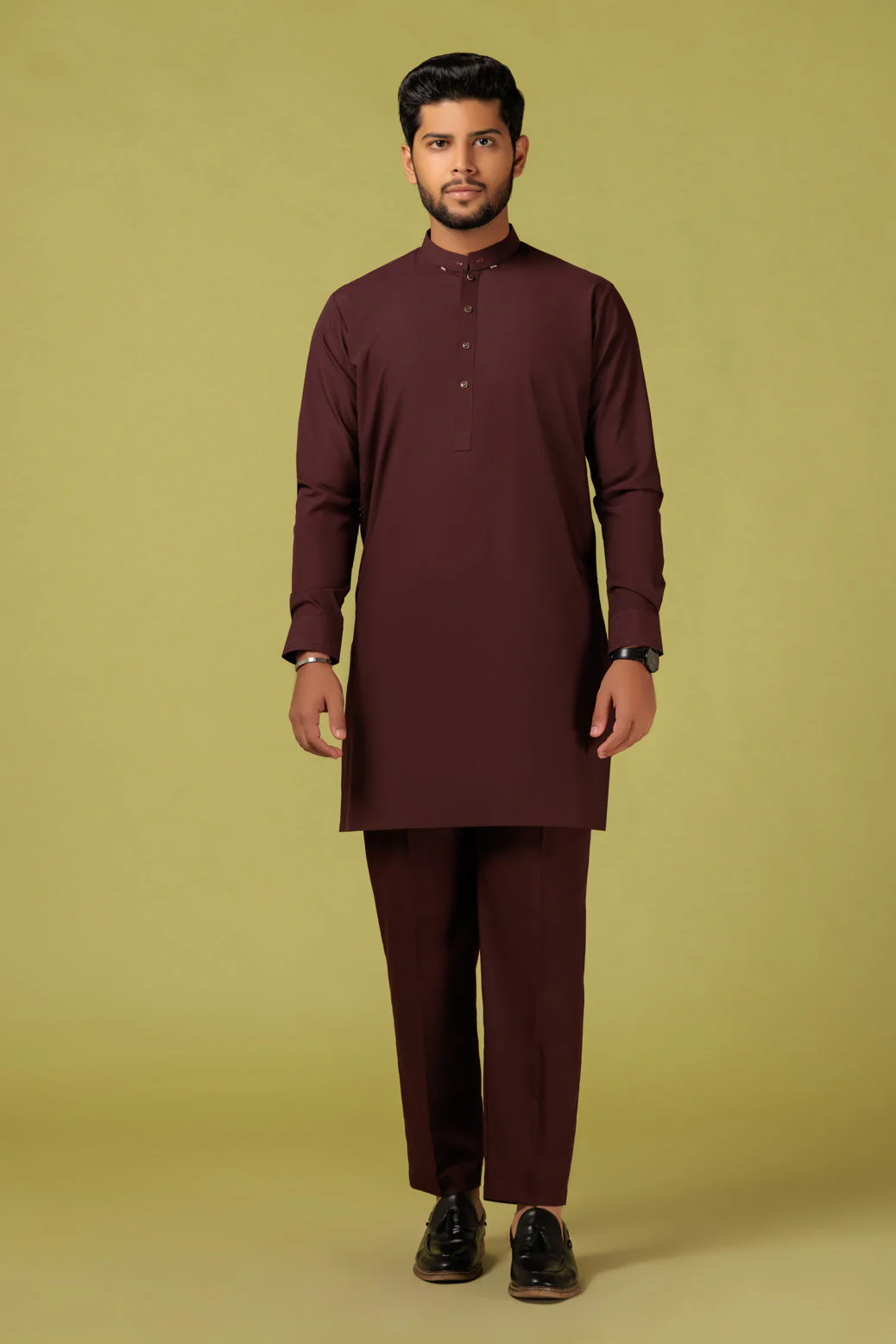 RED WINE-BLENDED-KURTA PAJAMA TROUSER - (KSB23-005) - Image 2