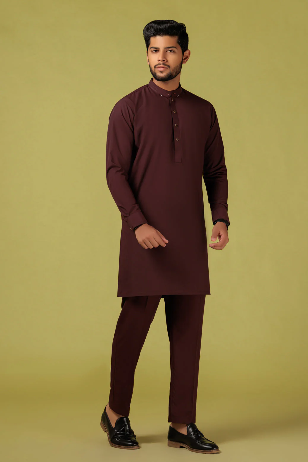 RED WINE-BLENDED-KURTA PAJAMA TROUSER - (KSB23-005) - Image 4