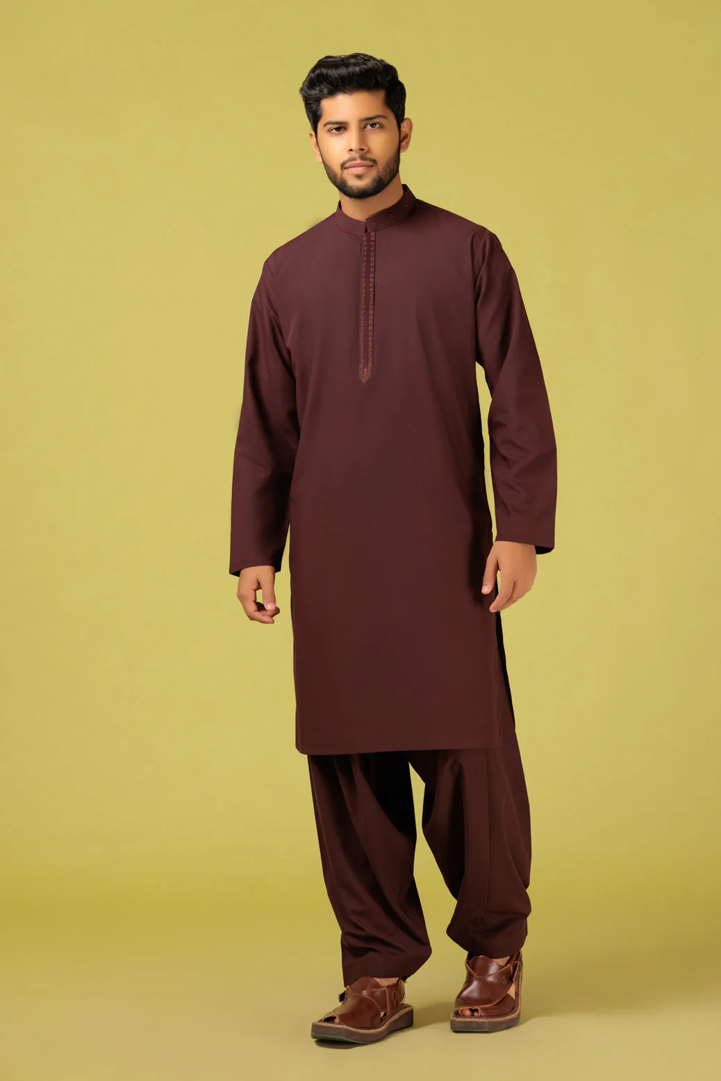 RED WINE-BLENDED-KURTA SHALWAR - (KSRS23-059) - Image 2