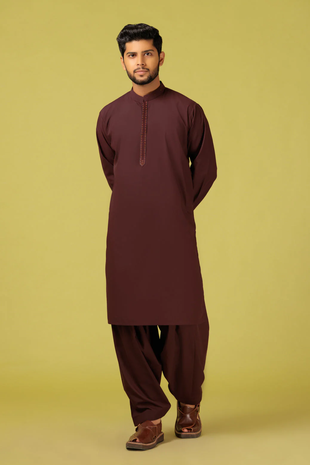 RED WINE-BLENDED-KURTA SHALWAR - (KSRS23-059) - Image 4