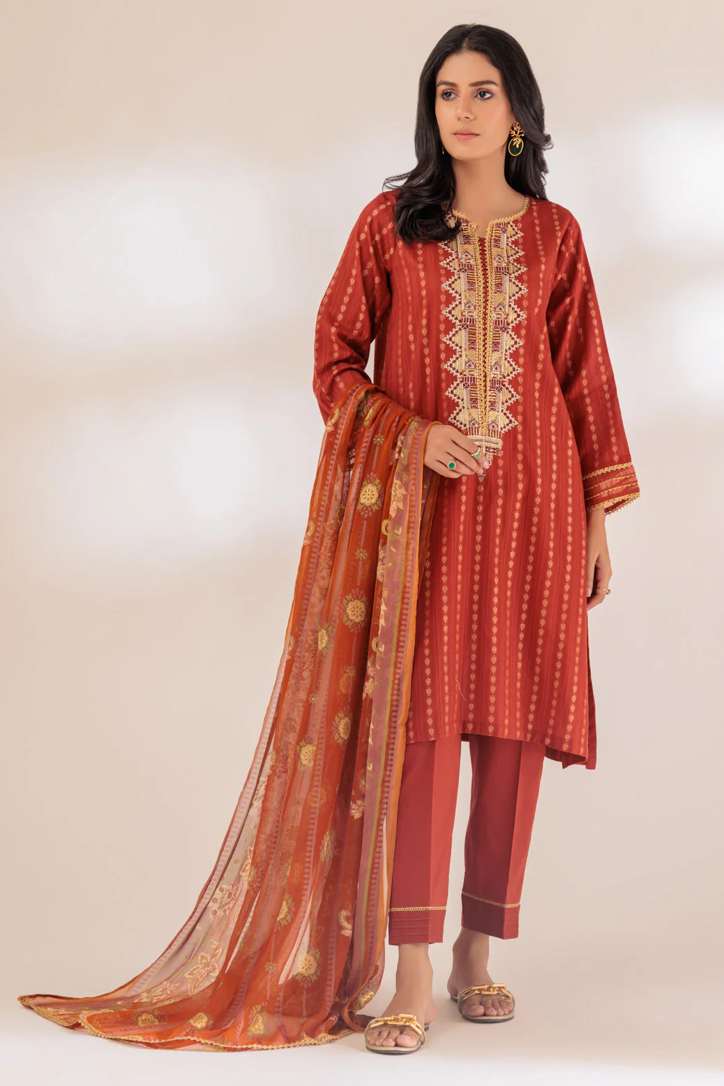 RUST-JACQUARD-3 PIECE (BSHS233P09) - Image 4