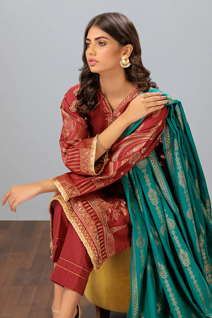 RUST-JACQUARD-3 PIECE (JAS233P07) - Image 2