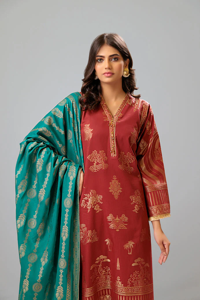 RUST-JACQUARD-3 PIECE (JAS233P07) - Image 4