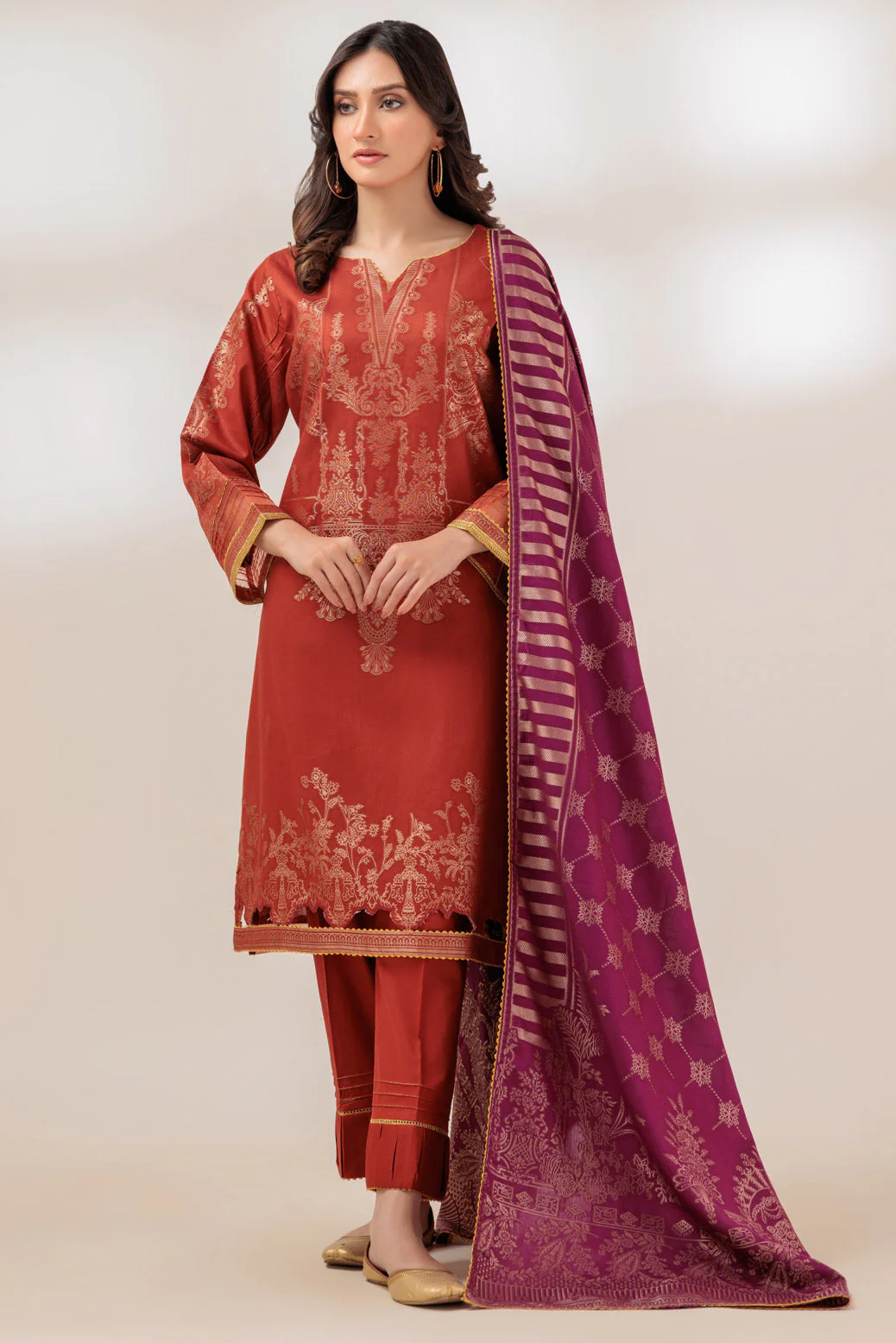 RUST-JACQUARD-3 PIECE (JHS233P14) - Image 4