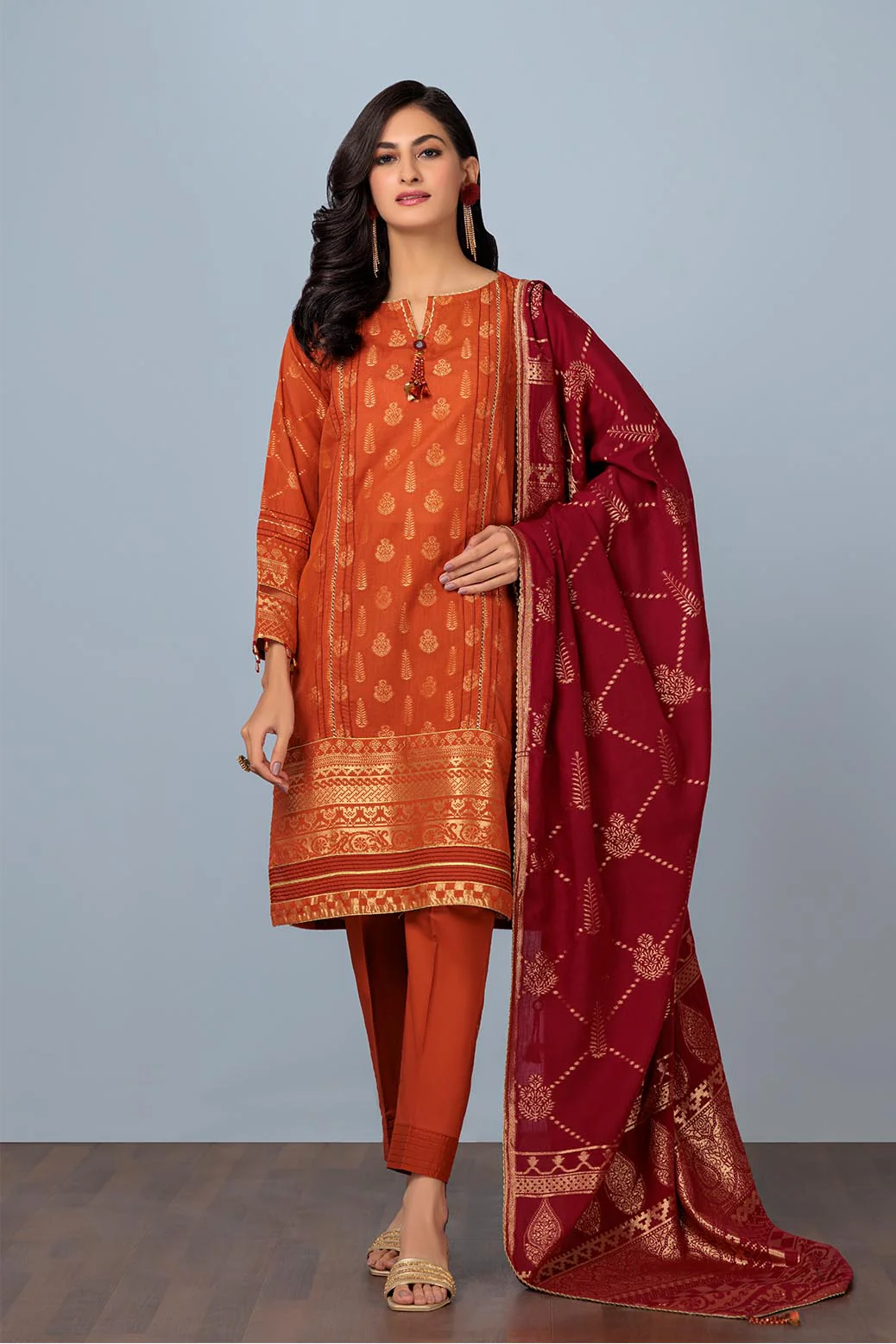 RUST-JACQUARD-3 PIECE (PWJ2233P14) - Image 4