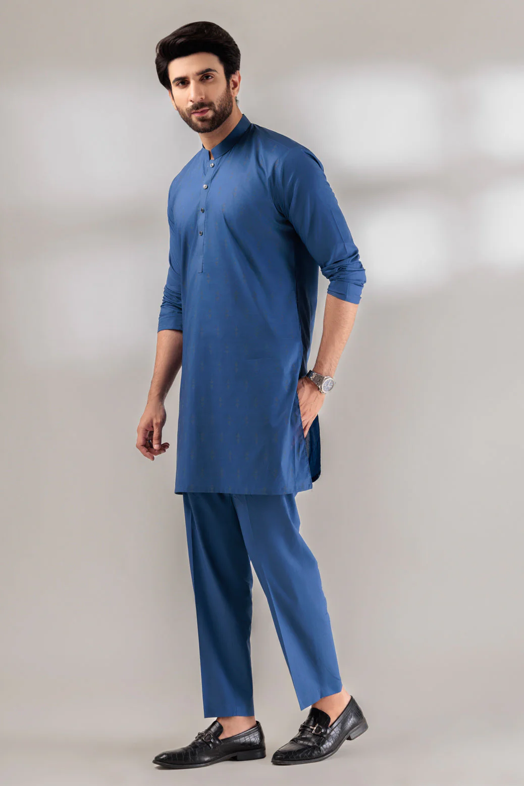 S-BLUE-COTTON-KURTA TROUSER - (KSR24-005) - Image 3