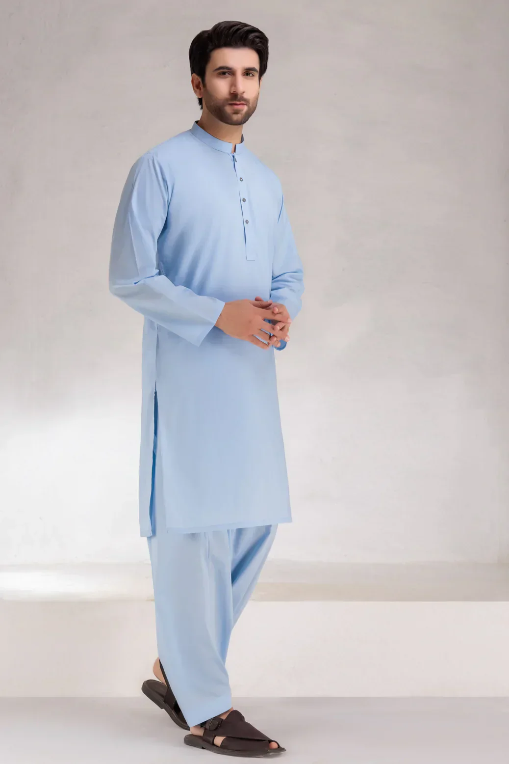 SKY-BLUE-COTTON-KURTA SHALWAR  (KSRS23-002) - Image 3