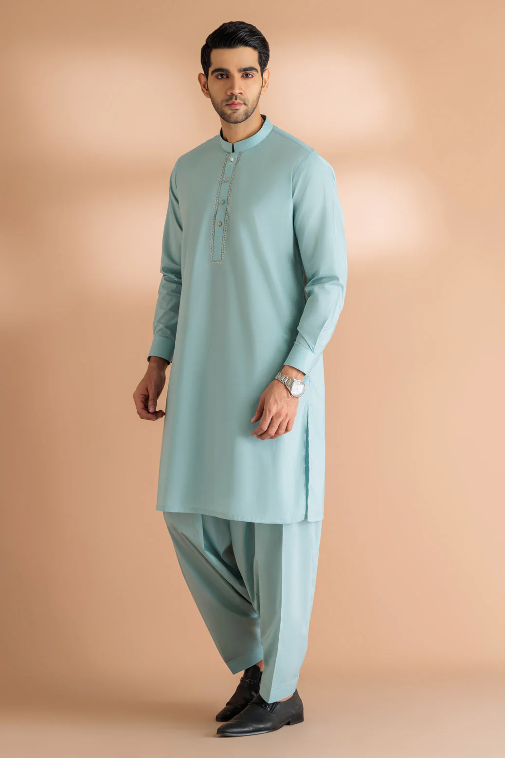 SKY BLUE-COTTON-KURTA SHALWAR - (KSRS24-031) - Image 2