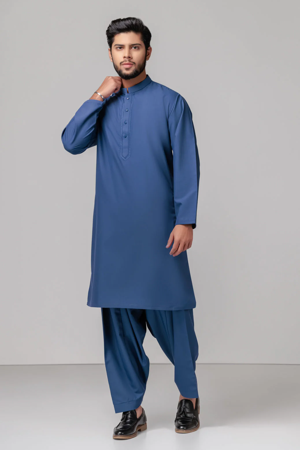 SLATE-COTTON-KURTA SHALWAR (KSRS23-025) - Image 3