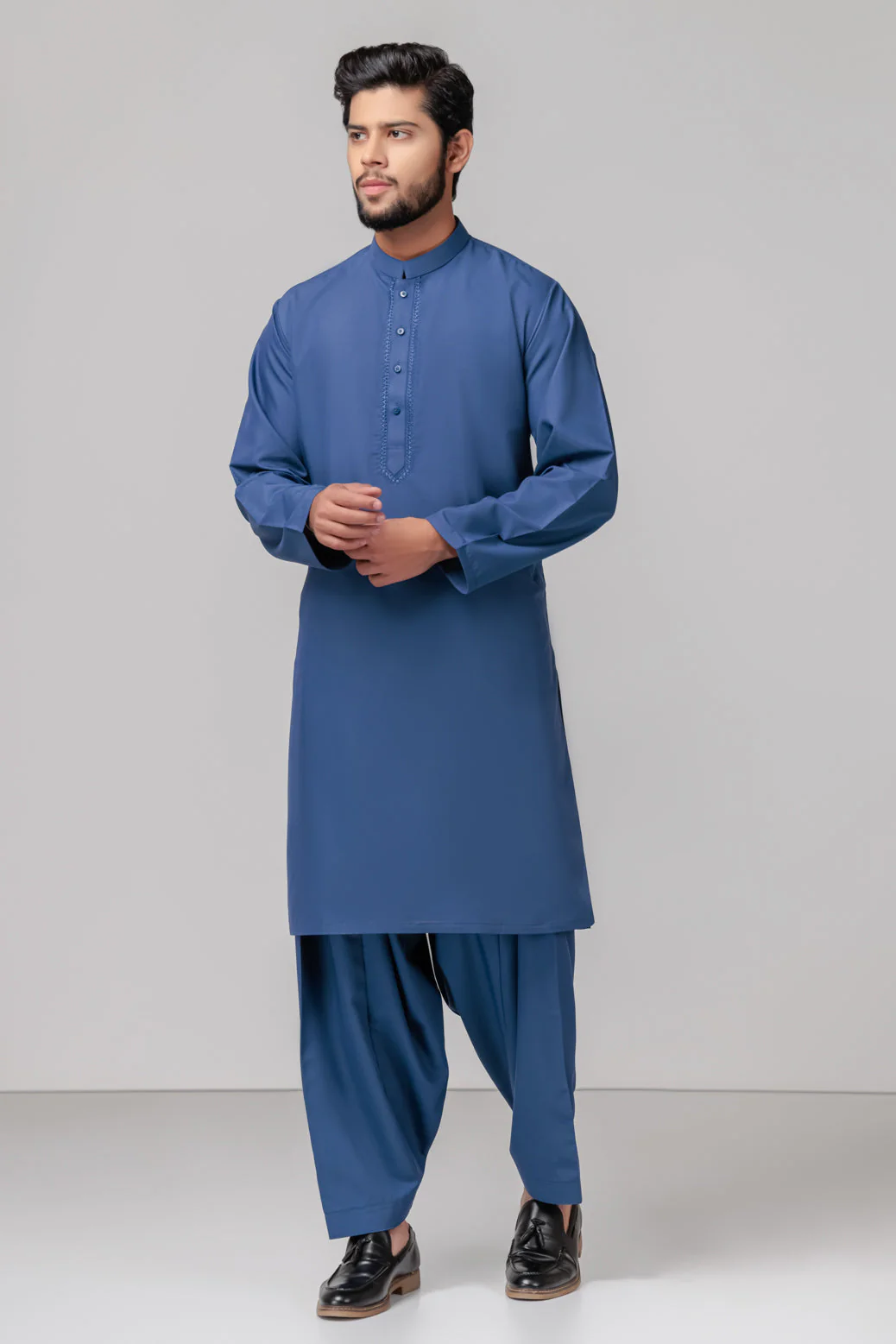 SLATE-COTTON-KURTA SHALWAR (KSRS23-025) - Image 4