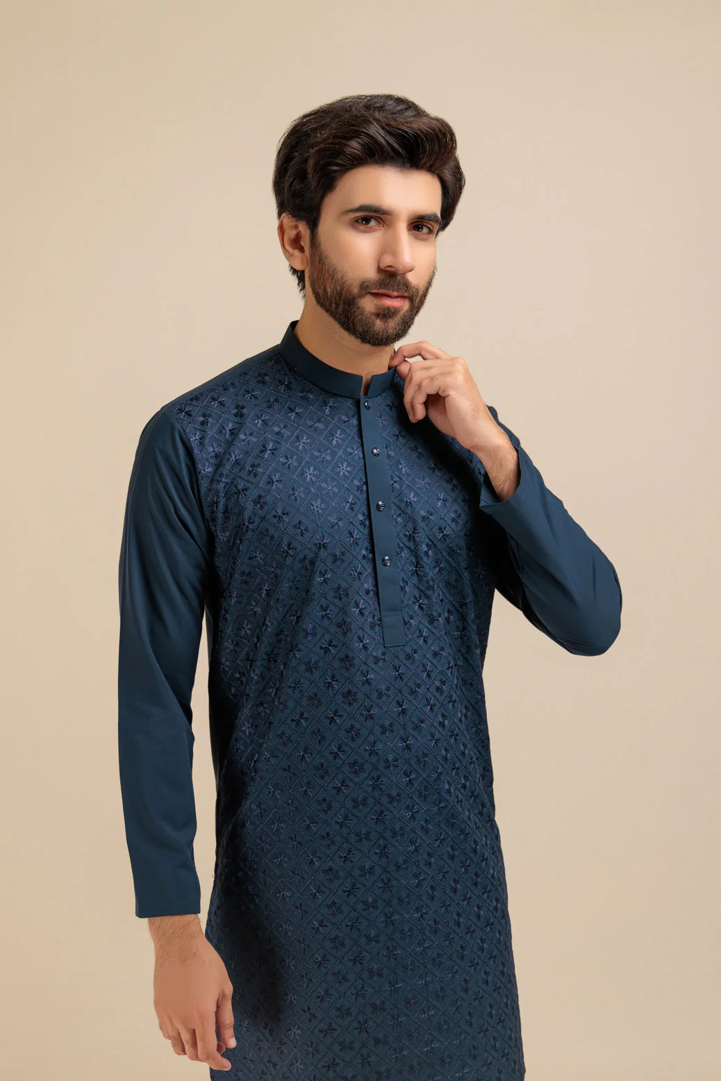 SPRUCE-BLENDED-KURTA PAJAMA TROUSER - (KSB23-018) - Image 2
