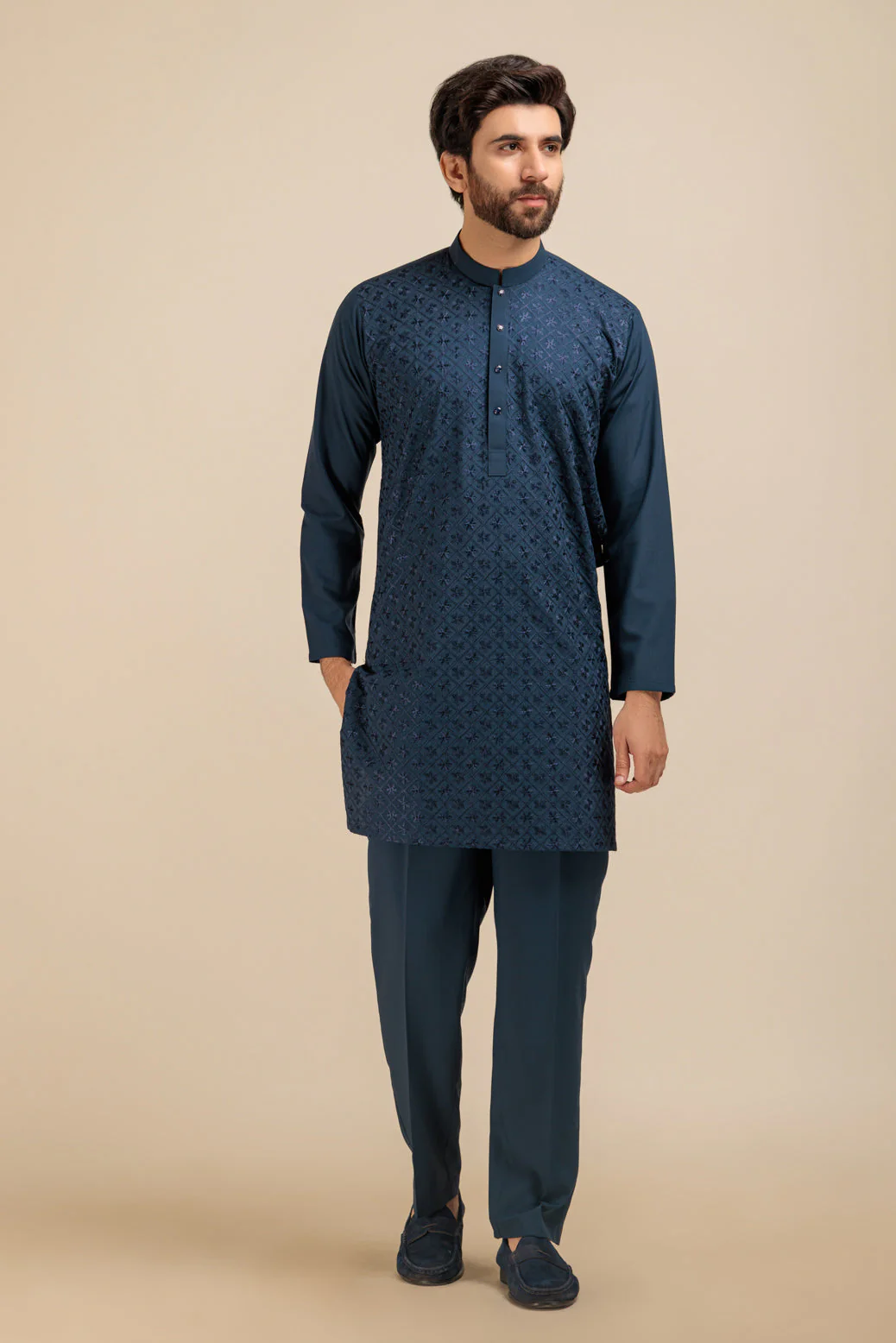SPRUCE-BLENDED-KURTA PAJAMA TROUSER - (KSB23-018) - Image 3