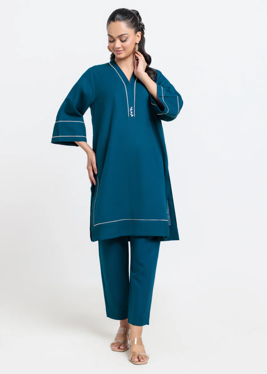 Teal-Khaddar-2 Piece (SWT212P96P) - Image 3