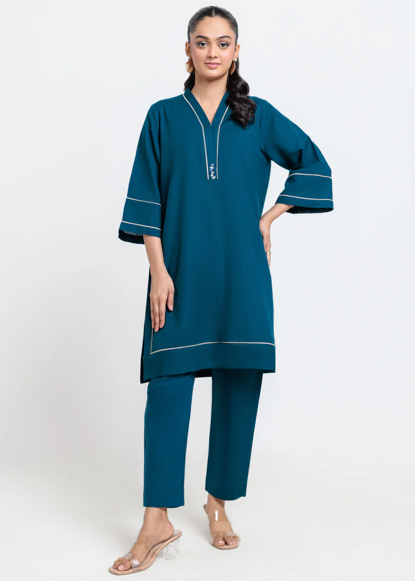 Teal-Khaddar-2 Piece (SWT212P96P) - Image 4