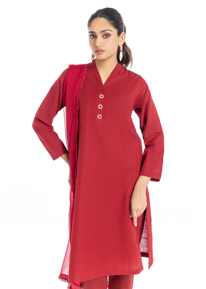 Maroon-Khaddar-3 Piece (SWT213P97P) - Image 4