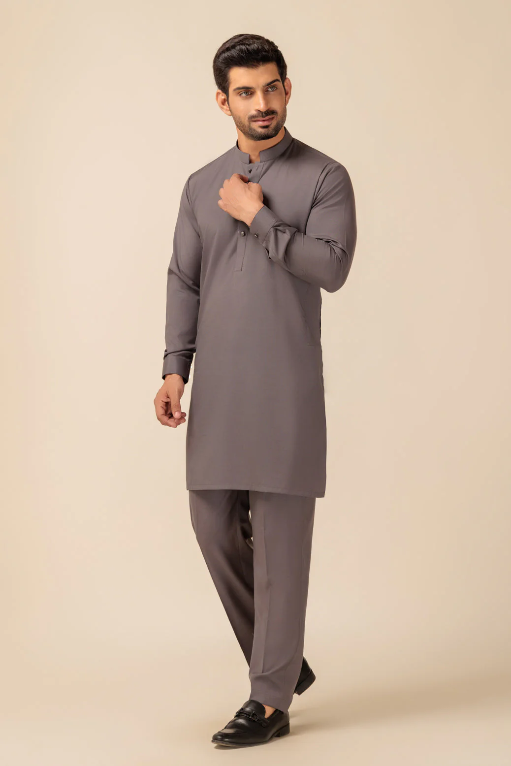 T-GREY-BLENDED-KURTA PAJAMA TROUSER - (KSW23-003) - Image 3