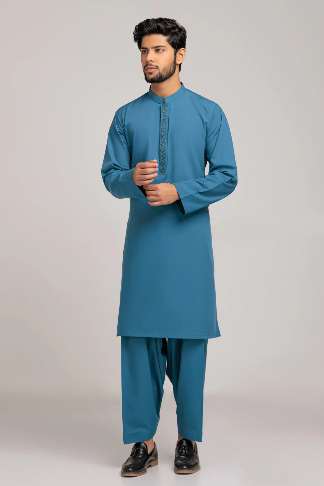 TEAL-BLENDED-KURTA SHALWAR (KSRS23-035) - Image 4